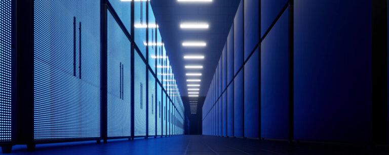 Long hallway in data centre