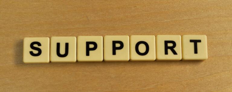 The word support spelled out