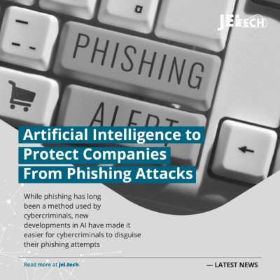 Keyboard with the keys Phishing Alert, with the writing "New artificial intelligence (AI) to protect small to Mid-Size companies from phishing attacks"